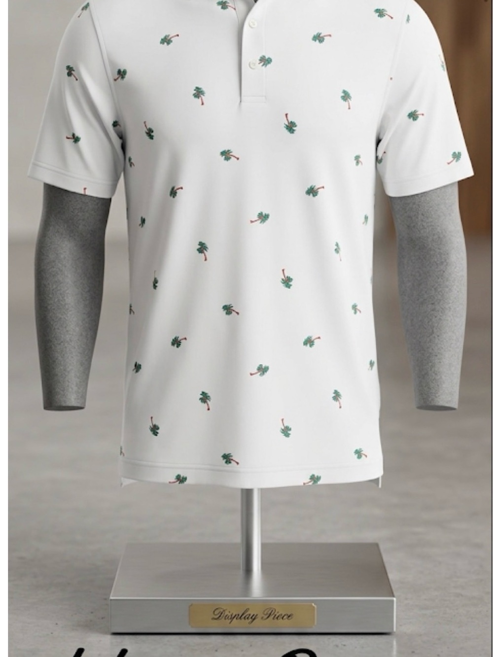 Johnnie-O White Palm-Print Polo Shirt